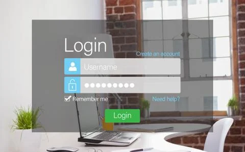 Composite image of close-up of login page Foto stock