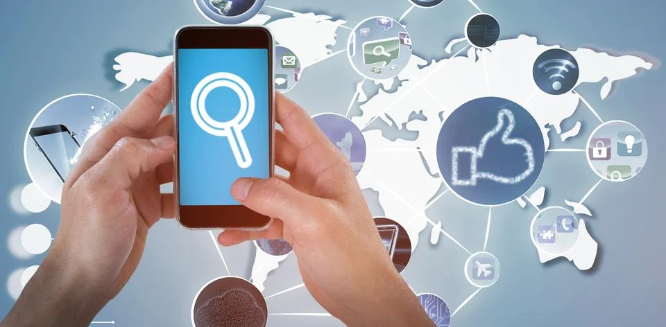 Composite image of close-up of man holding smart phone 3D Stock Illustration