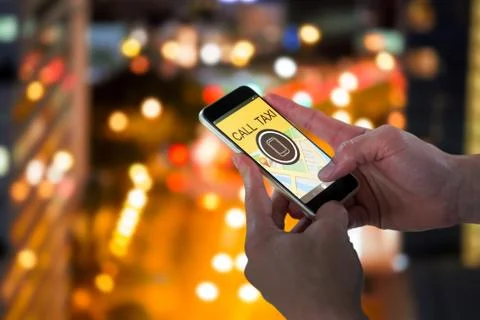 Composite image of close-up of man holding smart phone Stock Photos