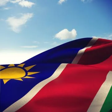 Composite image of close-up of namibia flag waving Stock Photos