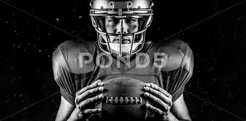 Composite Image Of Close-Up Portrait Of Confident American Football Player