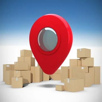 Composite image of close-up of red map pointer Stock Illustration