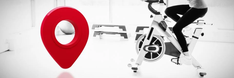 Composite image of close-up of red map pointer Stock Photos