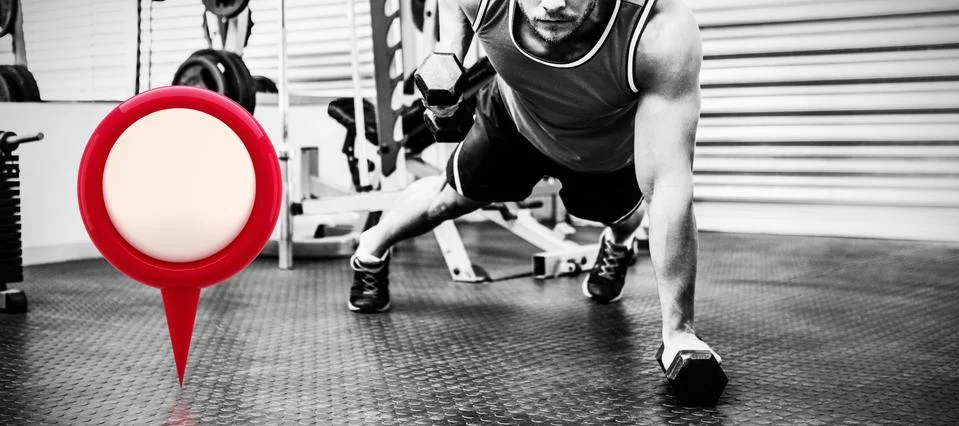 Composite image of close-up of red map location marker Stock Photos