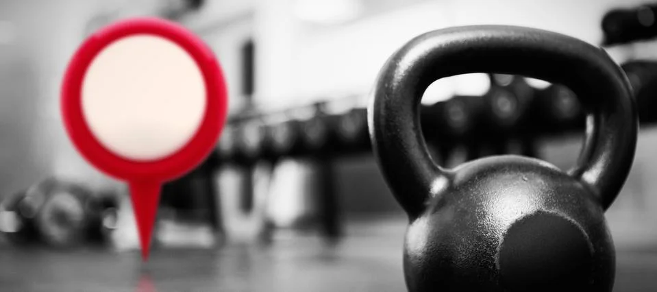 Composite image of close-up of red map location marker Stock Photos