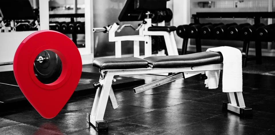 Composite image of close-up of red map pointer Stock Photos