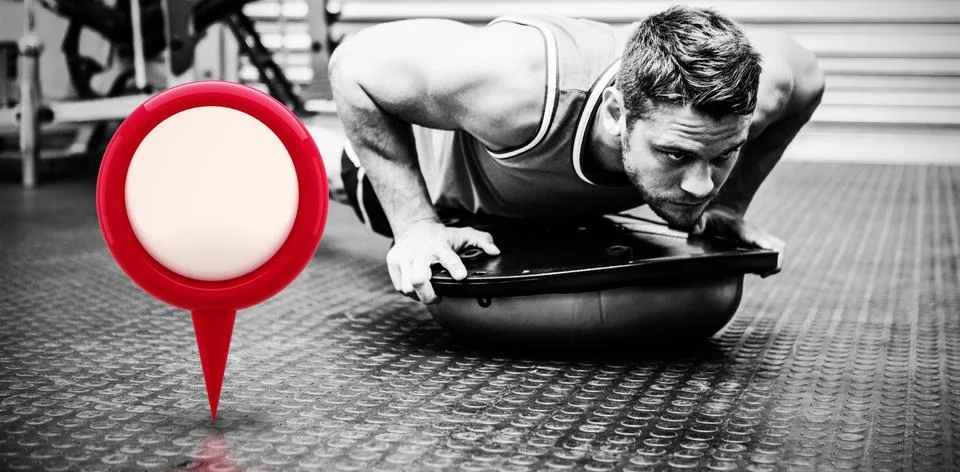 Composite image of close-up of red map location marker Stock Photos