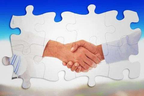 Composite image of close-up shot of a handshake in office Stock Illustration