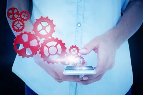 Composite image of close up of woman using her smartphone Stock Illustration