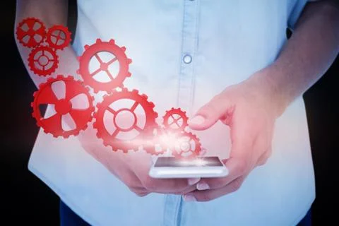 Composite image of close up of woman using her smartphone Stock Illustration