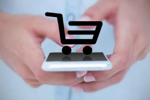 Composite image of close up of woman using her smartphone Stock Illustration