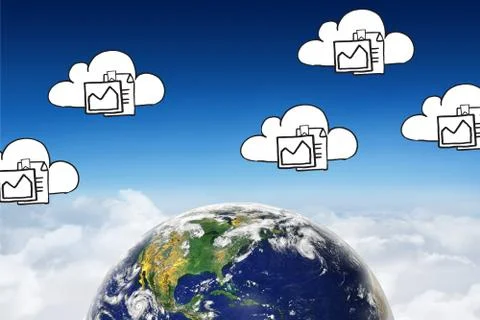Composite image of cloud and files 库存插图