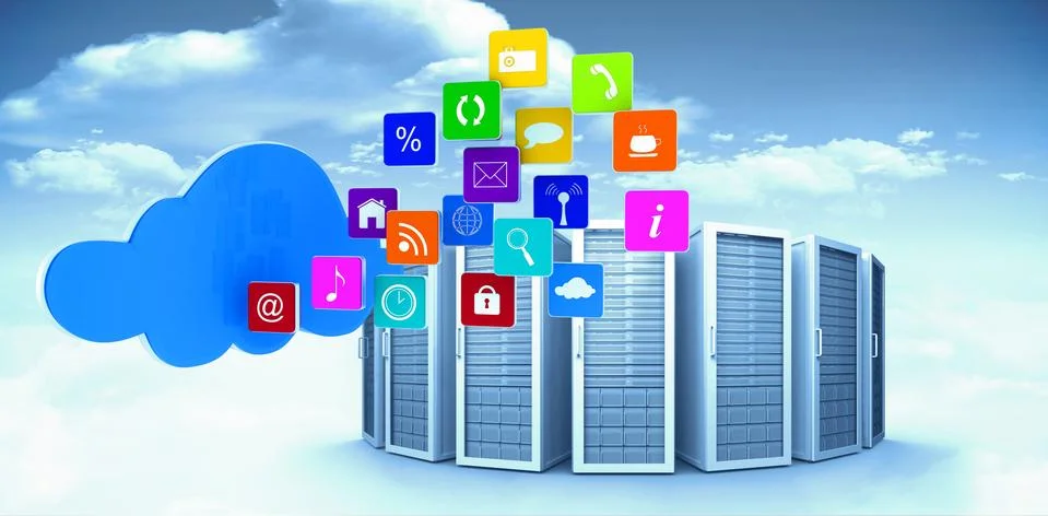 Composite image of cloud with apps 库存插图