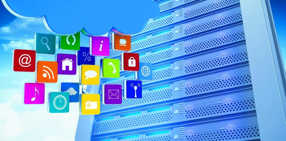 Composite image of cloud with apps Stock Illustration