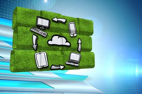 Composite image of cloud computing cycle on abstract screen Stock Illustration