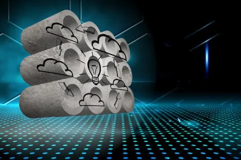 Composite image of cloud computing cycle on abstract screen Stock Illustration