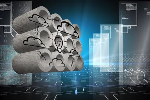 Composite image of cloud computing cycle on abstract screen Stock Illustration