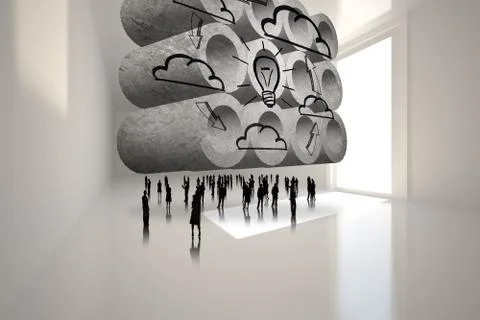 Composite image of cloud computing cycle on abstract screen Stock Illustration
