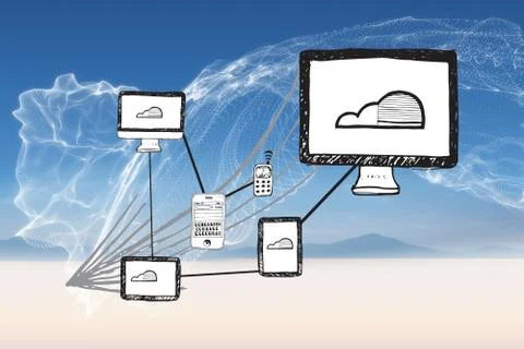 Composite image of cloud computing doodle Stock Illustration