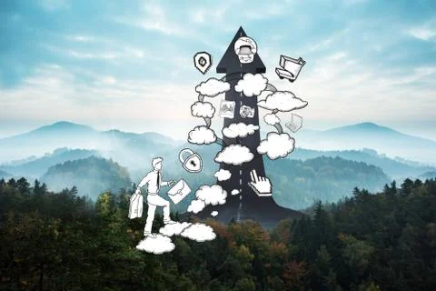 Composite image of cloud computing doodle Stock Illustration