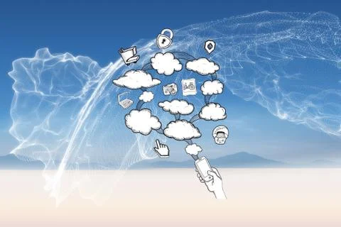 Composite image of cloud computing doodle Stock Illustration