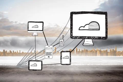 Composite image of cloud computing doodle Stock Illustration