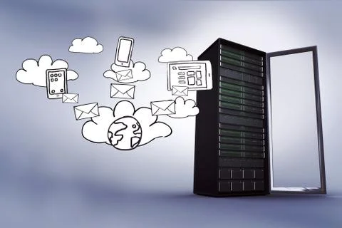 Composite image of cloud computing doodle 스톡 일러스트