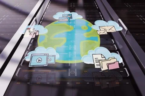 Composite image of cloud computing doodle Illustrazione stock