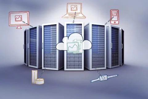 Composite image of cloud computing doodle Illustrazione stock