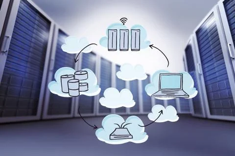 Composite image of cloud computing doodle 스톡 일러스트