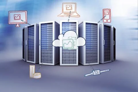 Composite image of cloud computing doodle Stock Illustration
