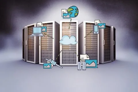 Composite image of cloud computing doodle 스톡 일러스트