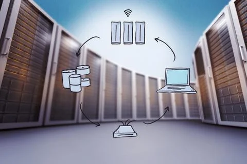 Composite image of cloud computing doodle 스톡 일러스트