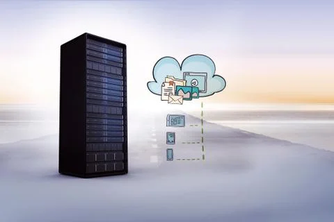 Composite image of cloud computing doodle 스톡 일러스트