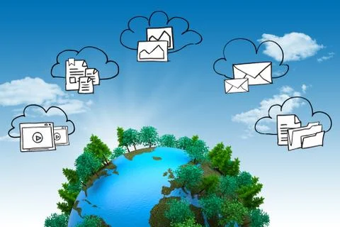 Composite image of cloud computing doodle Stock Illustration