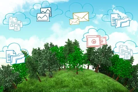 Composite image of cloud computing doodle Stock Illustration