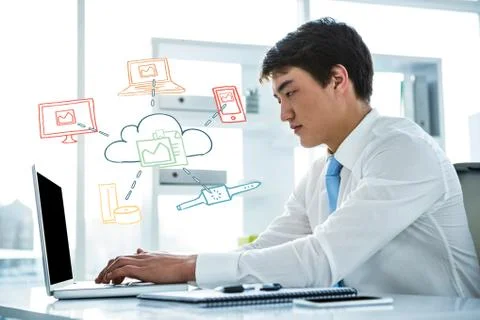 Composite image of cloud computing doodle 스톡 사진