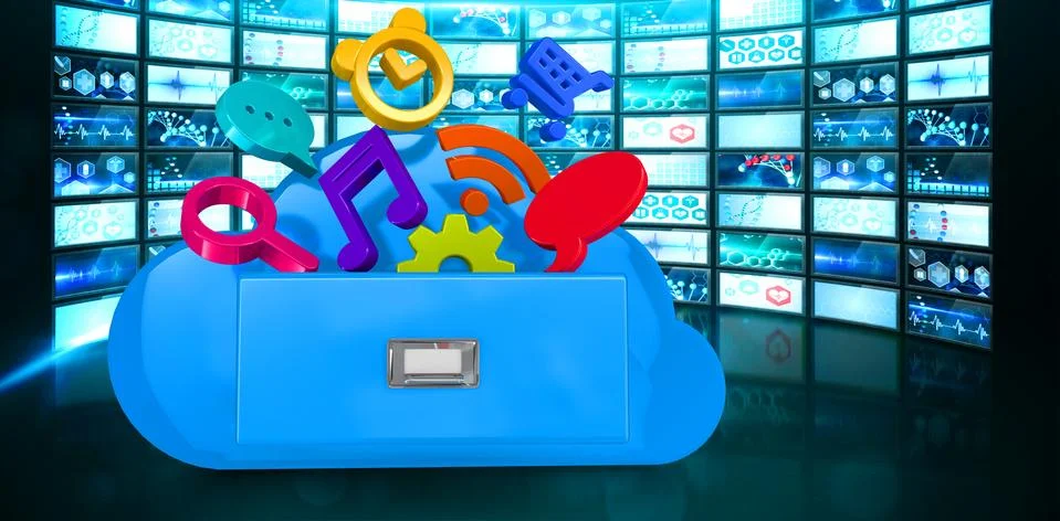 Composite image of cloud computing drawer 스톡 일러스트