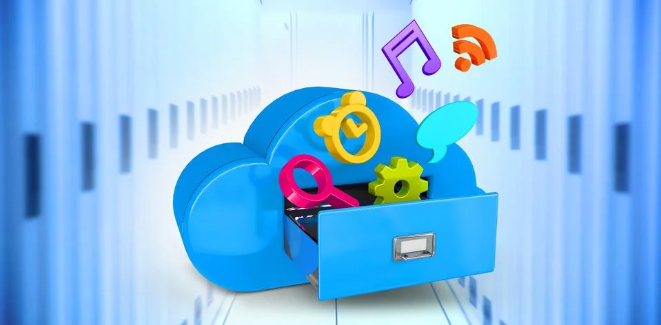 Composite image of cloud computing drawer 스톡 일러스트