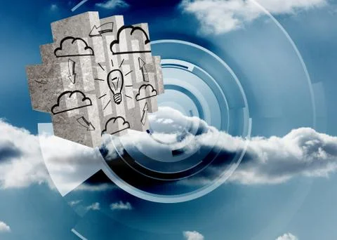 Composite image of cloud computing idea on abstract screen Stock Illustration