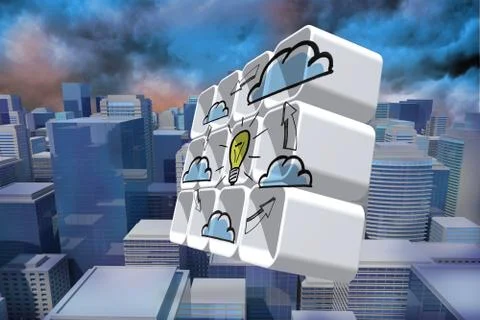 Composite image of cloud computing idea cycle on abstract screen Stock Illustration