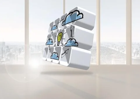 Composite image of cloud computing idea cycle on abstract screen Stock Illustration