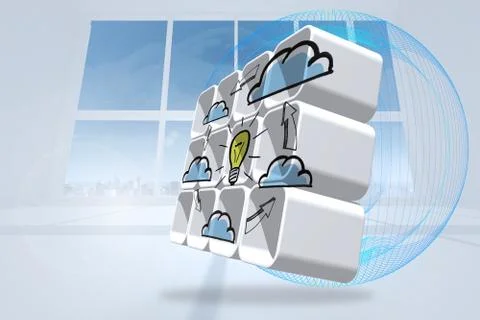 Composite image of cloud computing idea cycle on abstract screen Stock Illustration