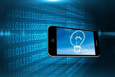 Composite image of cloud light bulb on smartphone screen Stock Illustration