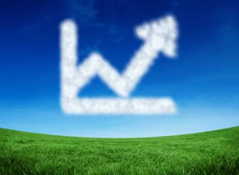 Composite image of cloud in shape of graph with arrow Stock Illustration