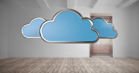 Composite image of cloud shapes on white background 3d Illustrazione stock