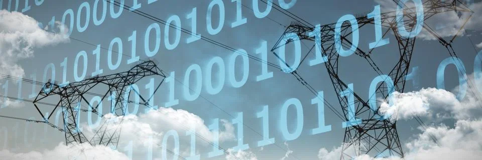 Composite image of clouds around binary codes Stock Photos