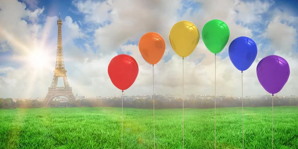 Composite image of colourful balloons 스톡 일러스트