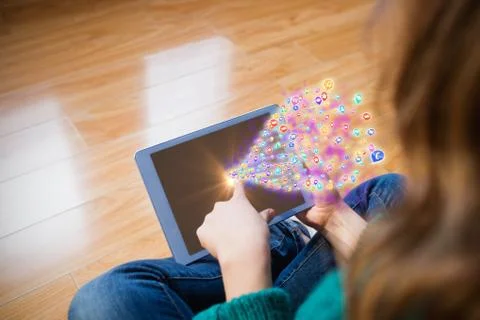 Composite image of colourful computer applications Foto stock