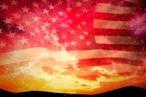 Composite image of colourful fireworks exploding on black background Stock Illustration